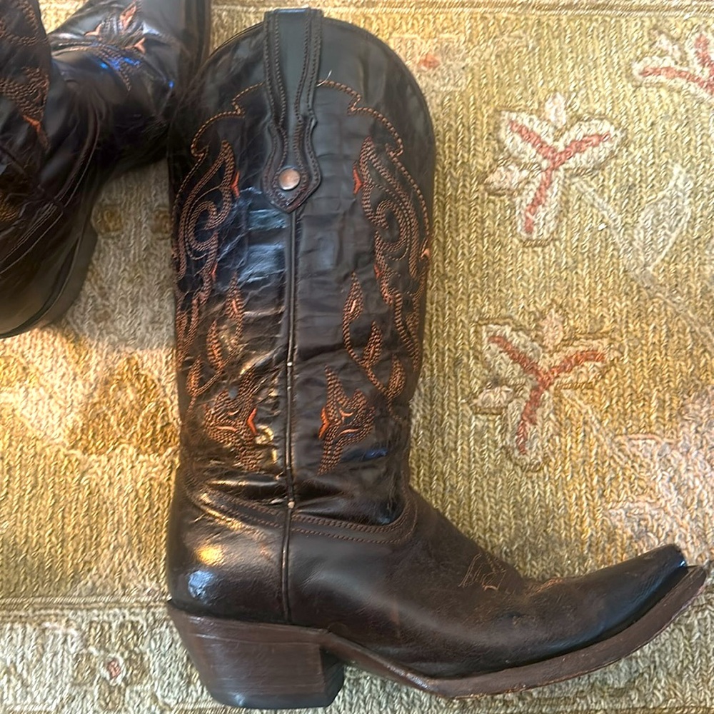 Corral leather boots- bohemian country rock vintage embroidery style - Picture 2 of 9